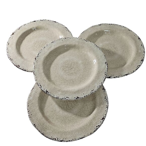 4 Pier 1 Carmelo Melamine Salad Lunch Plates 9" Sand rustic crackle unbreakable - Picture 7 of 10